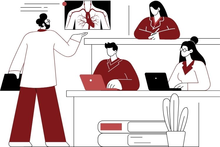 Students participating in a healthcare workshop